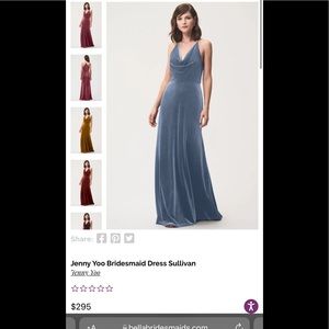 JENNY YOO BRIDESMAID DRESS SULLIVAN color BLUESTONE SIZE 16